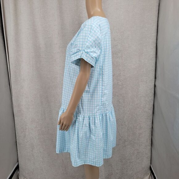 Brooke Wright Lucy Dress LIMITED COLLECTION Light Blue White Check Gingham - Picture 6 of 14